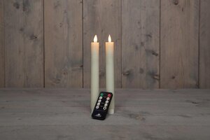 Rustieke LED-dinerkaars van was – bewegende vlam – ivoor – hoogte 23 cm – op batterijen – met afstan - afbeelding 2