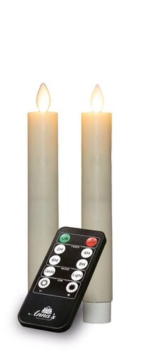 Rustieke LED-dinerkaars van was – bewegende vlam – ivoor – oplaadbaar – met afstandsbediening – 2 st - afbeelding 2
