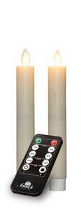 Rustieke LED-dinerkaars van was – bewegende vlam – ivoor – oplaadbaar – met afstandsbediening – 2 st - afbeelding 2