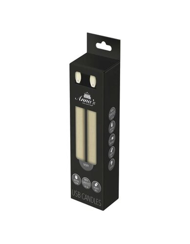 Rustieke LED-dinerkaars van was – bewegende vlam – ivoor – oplaadbaar – met afstandsbediening – 2 st - afbeelding 1