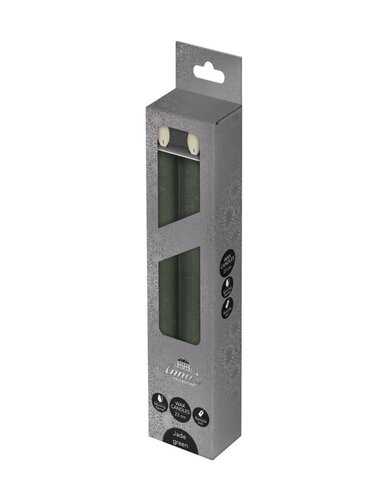 Rustieke LED-dinerkaars van was – bewegende vlam – jade groen – hoogte 23 cm – op batterijen - afbeelding 1