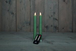 Rustieke LED-dinerkaars van was – bewegende vlam – jade groen – hoogte 23 cm – op batterijen - afbeelding 2