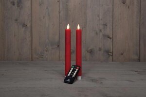 Rustieke LED-dinerkaars van was – bewegende vlam – rood – hoogte 23 cm – op batterijen – met afstand - afbeelding 2