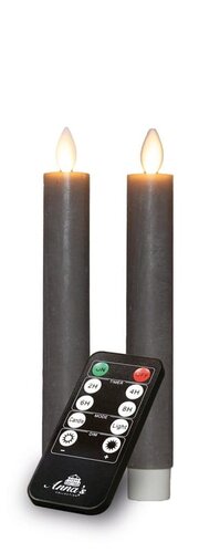 Rustieke LED-dinerkaars van was – bewegende vlam – taupe – oplaadbaar – met afstandsbediening – 2 st - afbeelding 2
