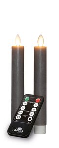 Rustieke LED-dinerkaars van was – bewegende vlam – taupe – oplaadbaar – met afstandsbediening – 2 st - afbeelding 2