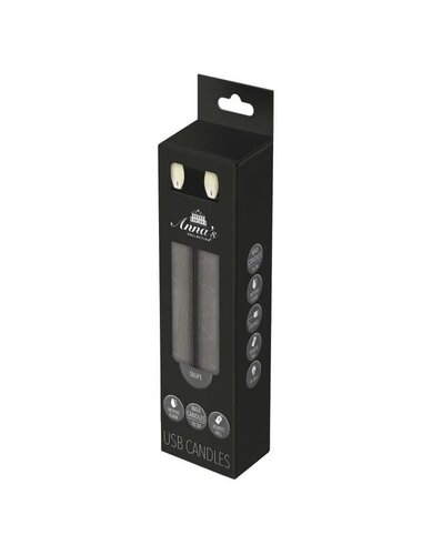 Rustieke LED-dinerkaars van was – bewegende vlam – taupe – oplaadbaar – met afstandsbediening – 2 st - afbeelding 1