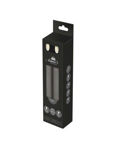 Rustieke LED-dinerkaars van was – bewegende vlam – taupe – oplaadbaar – met afstandsbediening – 2 st - afbeelding 1