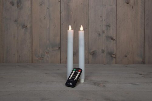 Rustieke LED-dinerkaars van was – bewegende vlam – wit – hoogte 23 cm – op batterijen – met afstands - afbeelding 2