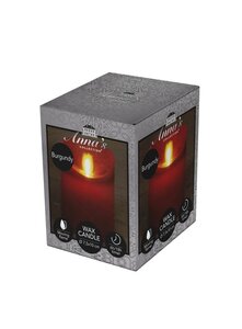 Rustieke LED-stompkaars van was – bewegende vlam – bordeaux – 10 × 7.5 cm – op batterijen – met time - afbeelding 1