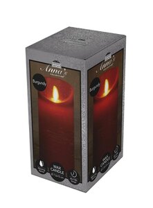 Rustieke LED-stompkaars van was – bewegende vlam – bordeaux – 15 × 7.5 cm – op batterijen – met time - afbeelding 1