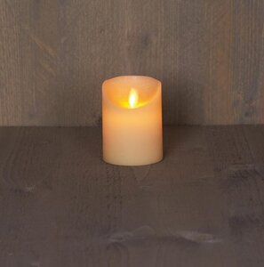 Rustieke LED-stompkaars van was – bewegende vlam – ivoor – 10 × 7.5 cm – op batterijen – met timer - afbeelding 2