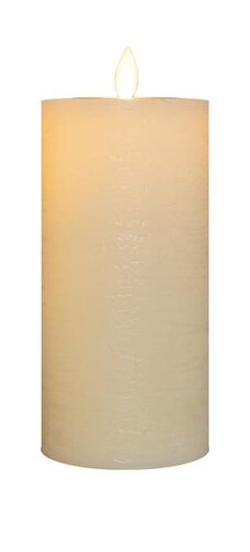 Rustieke LED-stompkaars van was – bewegende vlam – ivoor – 15 × 7.5 cm – oplaadbaar – met afstandsbe - afbeelding 2