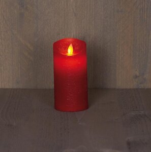 Rustieke LED-stompkaars van was – bewegende vlam – rood – 15 × 7.5 cm – op batterijen – met timer - afbeelding 2