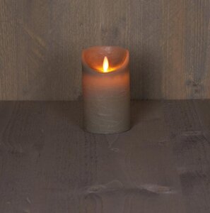Rustieke LED-stompkaars van was – bewegende vlam – taupe – 12.5 × 7.5 cm – op batterijen – met timer - afbeelding 2