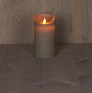 Rustieke LED-stompkaars van was – bewegende vlam – taupe – 15 × 7.5 cm – op batterijen – met timer - afbeelding 2
