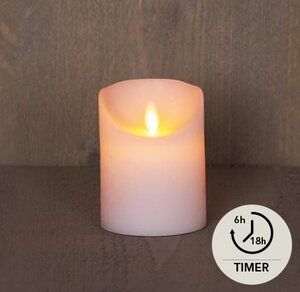 Rustieke LED-stompkaars van was – bewegende vlam – wit – 10 × 7.5 cm – op batterijen – met timer - afbeelding 3