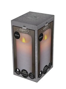 Rustieke LED-stompkaars van was – bewegende vlam – wit – 15 × 7.5 cm – op batterijen – met timer - afbeelding 1