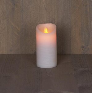 Rustieke LED-stompkaars van was – bewegende vlam – wit – 15 × 7.5 cm – op batterijen – met timer - afbeelding 2