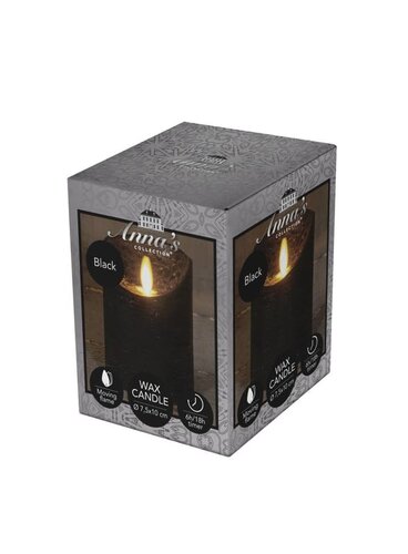 Rustieke LED-stompkaars van was – bewegende vlam – zwart – 10 × 7.5 cm – op batterijen – met timer - afbeelding 1