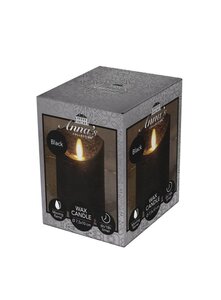 Rustieke LED-stompkaars van was – bewegende vlam – zwart – 10 × 7.5 cm – op batterijen – met timer - afbeelding 1