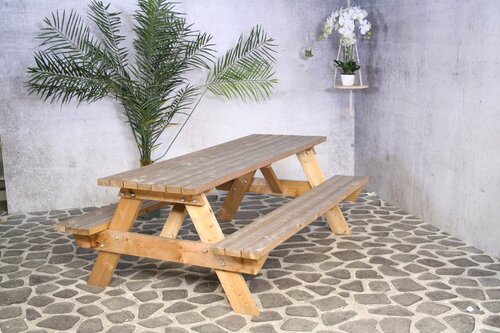Sens (S&S) Picknickbank Bokito 220 cm., dikte hout 4,2cm FSC mix credit - afbeelding 5