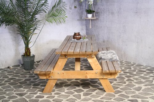 Sens (S&S) Picknickbank Bokito 220 cm., dikte hout 4,2cm FSC mix credit - afbeelding 6