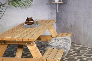Sens (S&S) Picknickbank Bokito 220 cm., dikte hout 4,2cm FSC mix credit - afbeelding 3