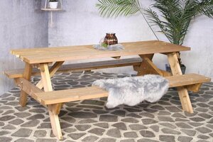 Sens (S&S) Picknickbank Bokito 220 cm., dikte hout 4,2cm FSC mix credit - afbeelding 8