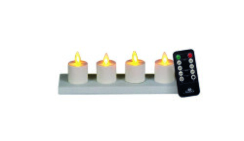 SET 4ST OPLAADBARE BEWEGENDE VLAM THEELICHT WIT DIA 3,8X6CM - afbeelding 2