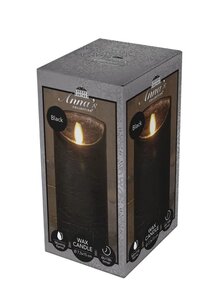 Set rustieke LED-kaarsen van was – bewegende vlam – zwart – 15 × 7.5 cm – op batterijen – met timer - afbeelding 1