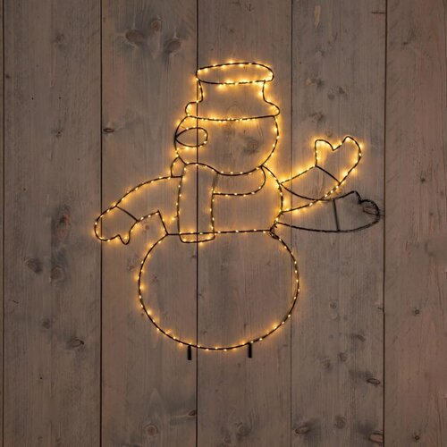 Sneeuwman zwaaiend 250 LED IP44 trafo met timer h60 × 50 cm klassiek warm wit