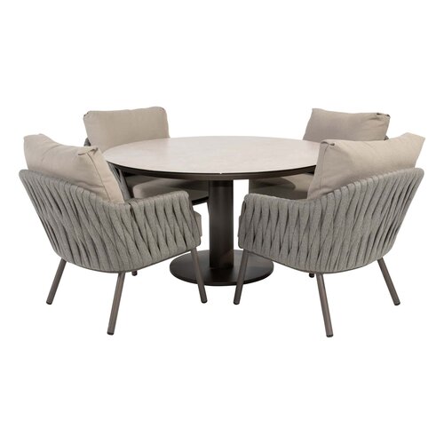 Taste 4SO Cannes low dining set – 4 stoelen + Sarah tafel 130 cm Ø - afbeelding 1
