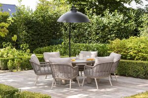 Taste 4SO Donato low dining eettafel 160 cm. Ø latte, met geprint keramiek tafelblad - afbeelding 2