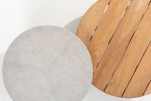 Taste 4SO Emma set van 2 salontafels latte, 65 en 80 cm. Ø  printed keramiek / teak top - afbeelding 3