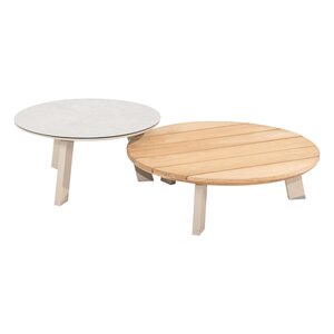 Taste 4SO Emma set van 2 salontafels latte, 65 en 80 cm. Ø  printed keramiek / teak top - afbeelding 1
