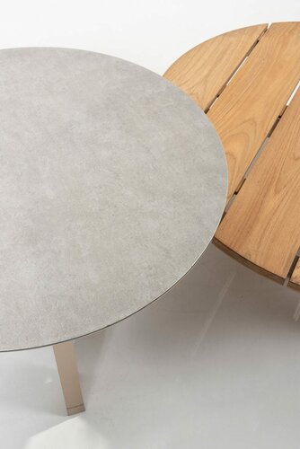 Taste 4SO Emma set van 2 salontafels latte, 65 en 80 cm. Ø  printed keramiek / teak top - afbeelding 6