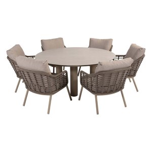 Taste 4SO Puglia low dining set – 6 stoelen + Donato low dining tafel 160 cm Ø - afbeelding 1