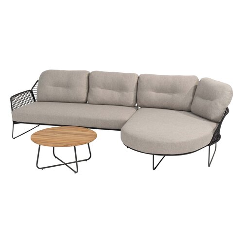 Taste 4SO Rhodos chaise lounge bank + 4 Seasons Outdoor Verdi salontafel teak 73 Ø cm - afbeelding 1