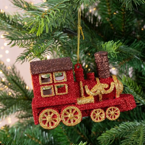 Decoris Trein kunststof - rood/kleur(en) - 4,5 × 12,5 × 7,5 cm - afbeelding 2
