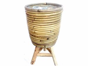 Van der Leeden Pot streep op poten grijs d20h33cm