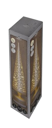 Verlichte glazen kerstboom draaiend LED batterij en usb aansluiting 10 × 39 cm champagne - afbeelding 1