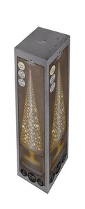 Verlichte glazen kerstboom draaiend LED batterij en usb aansluiting 10 × 39 cm champagne - afbeelding 1