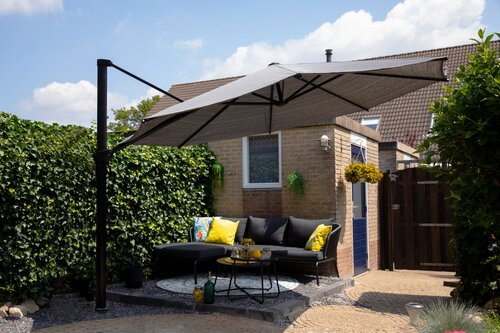 Nesling Coolfit zweefparasol 3,0 x 3,0m, Grijs. Achterwaarts en zijwaarts kantelbaar. - afbeelding 3